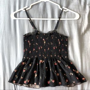 Navy Blue Floral Tank Top